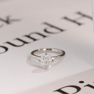 9k white gold old European cut elongated cushion solitaire moissanite ring